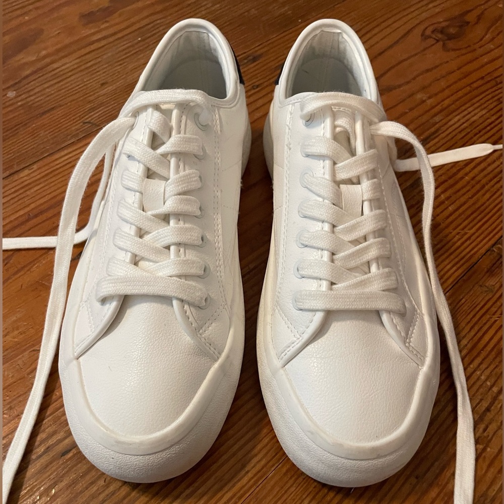 All white platform sneakers